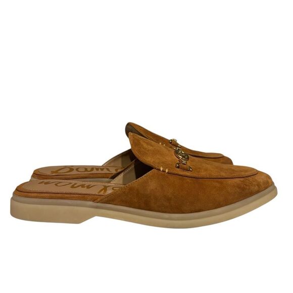 Sam Edelman Kira Bit Brown Leather Suede Mule Loafers with Gold Accent 9.5M - Picture 4 of 10